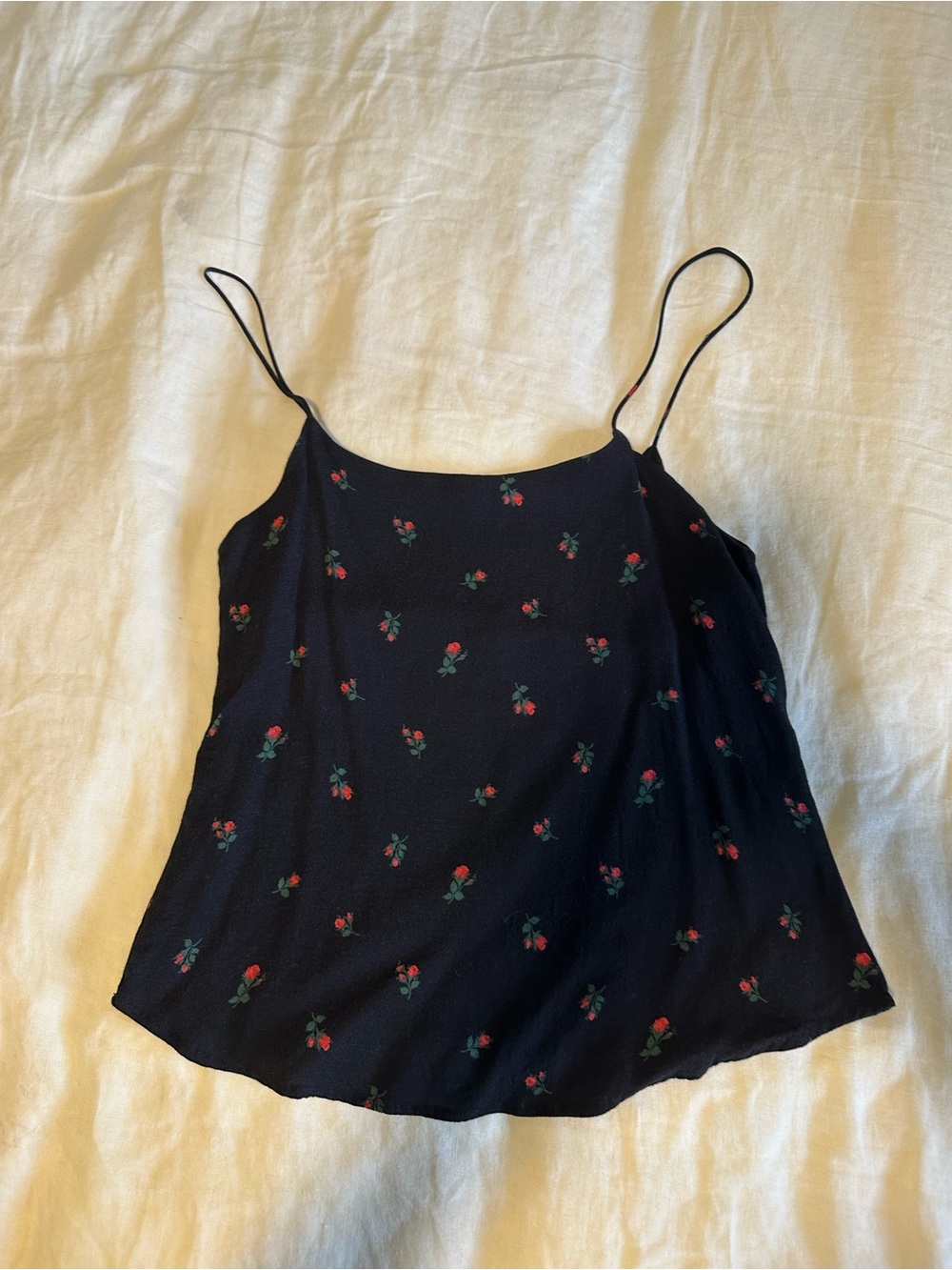 Reformation Atticus Black Floral Spaghetti-Strap Camisole